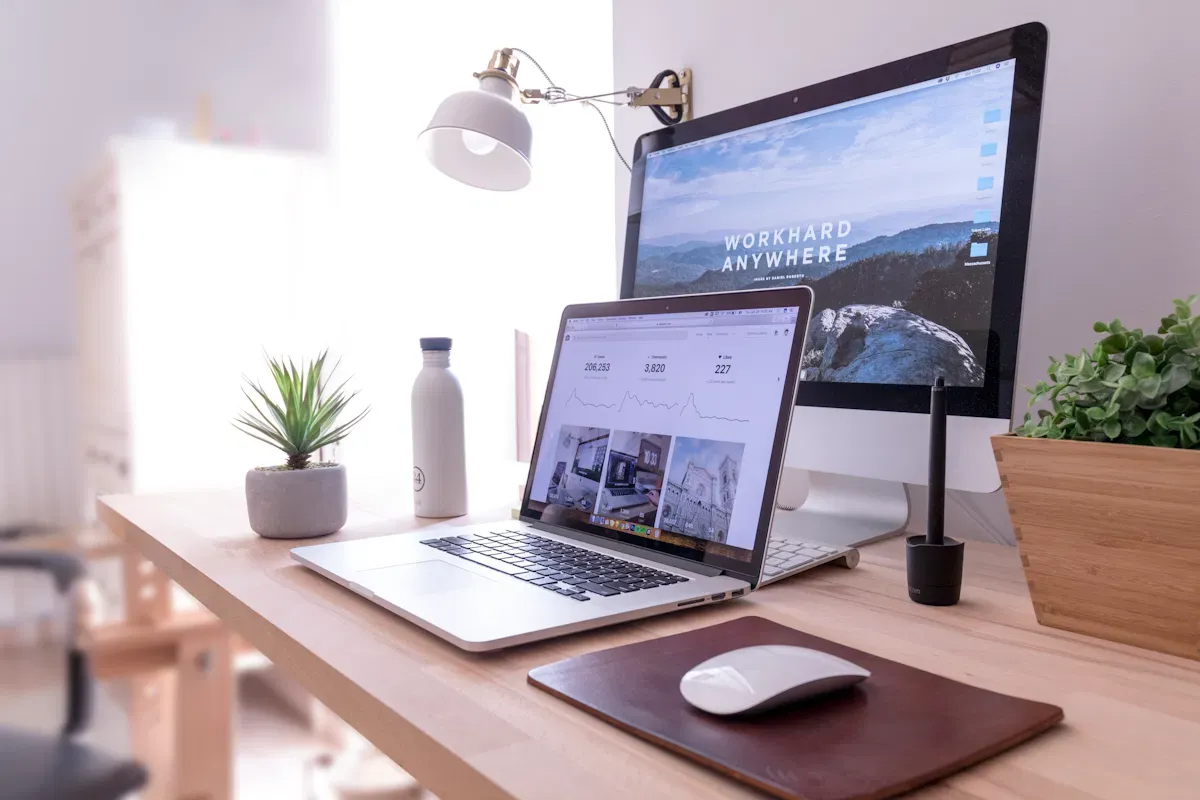 A productive home office with connected devices